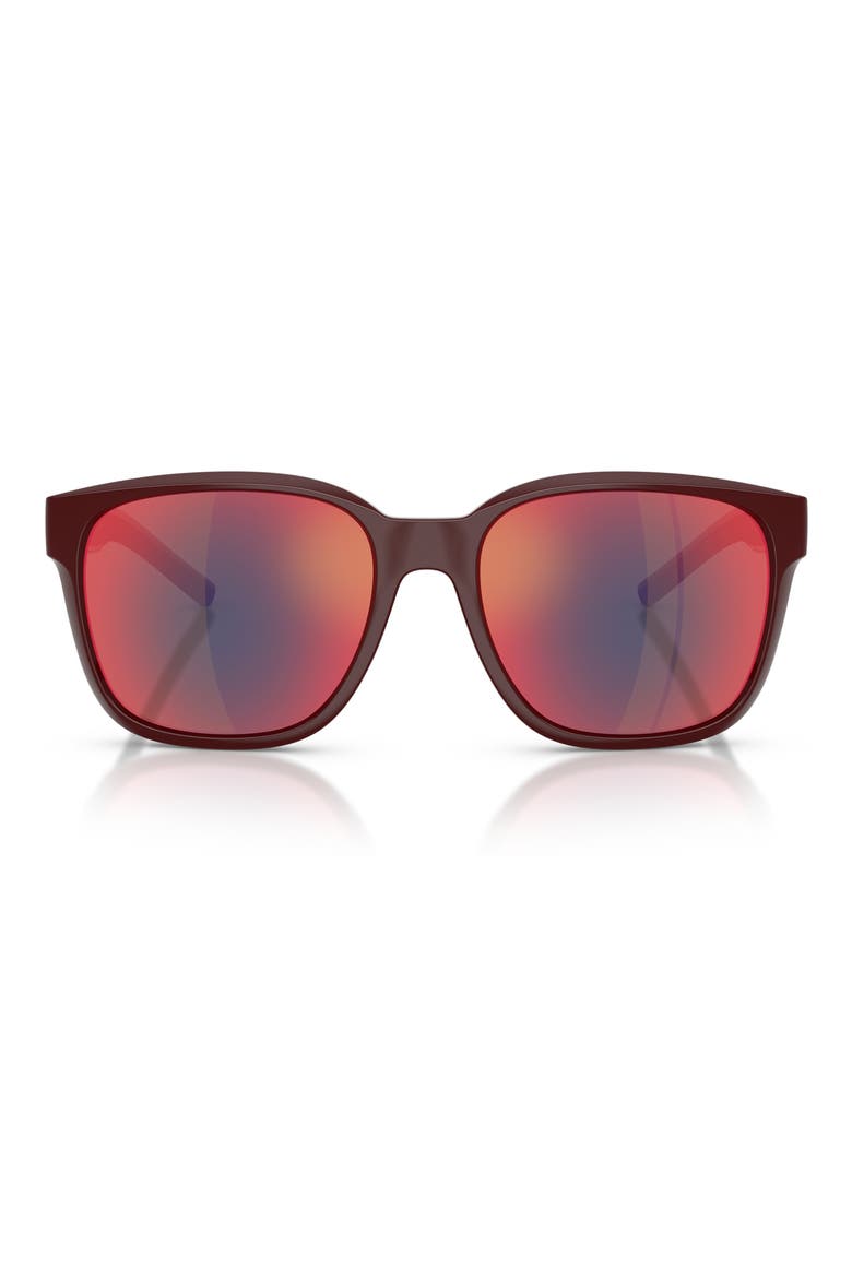 56mm Square Sunglasses, Main, color, RED BORDEAUX / RED MIRROR