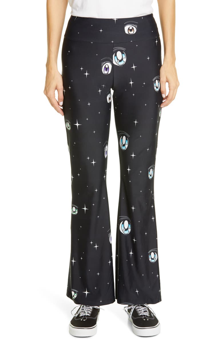 Sandy Liang Huffy Eye Print Flare Pants, Main, color,