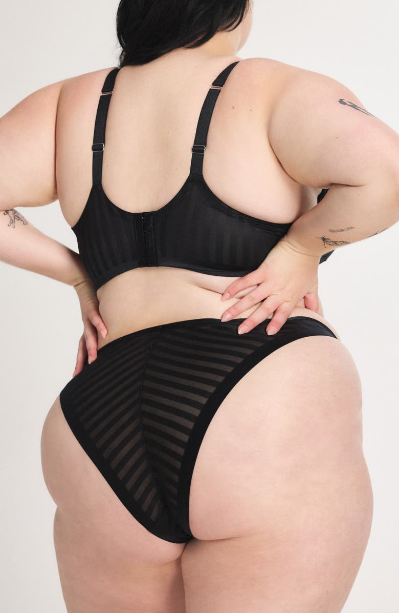 SAVAGE X FENTY Show 'n' Tell Stripe String Bikini, Alternate, color, Black Caviar