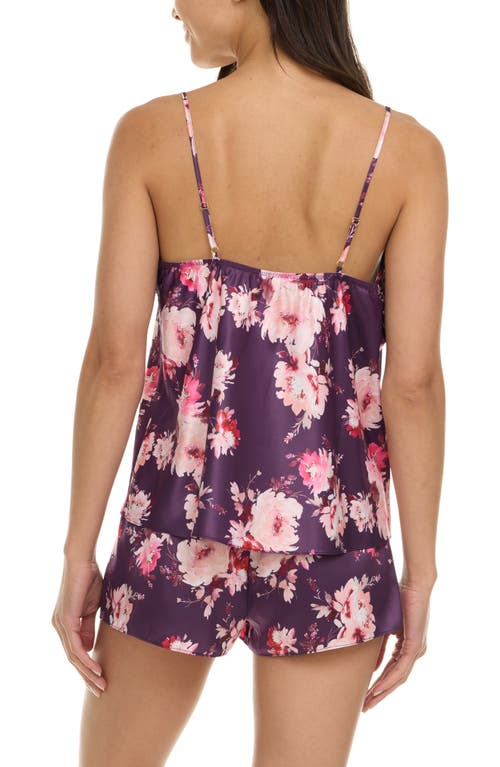 Flora Nikrooz Sabrina Floral Print Satin Short Pajamas & Robe Set In Purple
