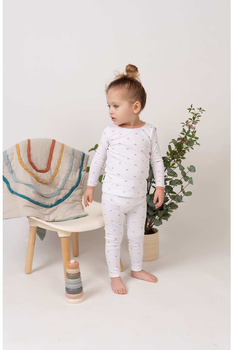 Sun Print Stretch Cotton Top & Leggings, Alternate, color, WHITE MAUVE