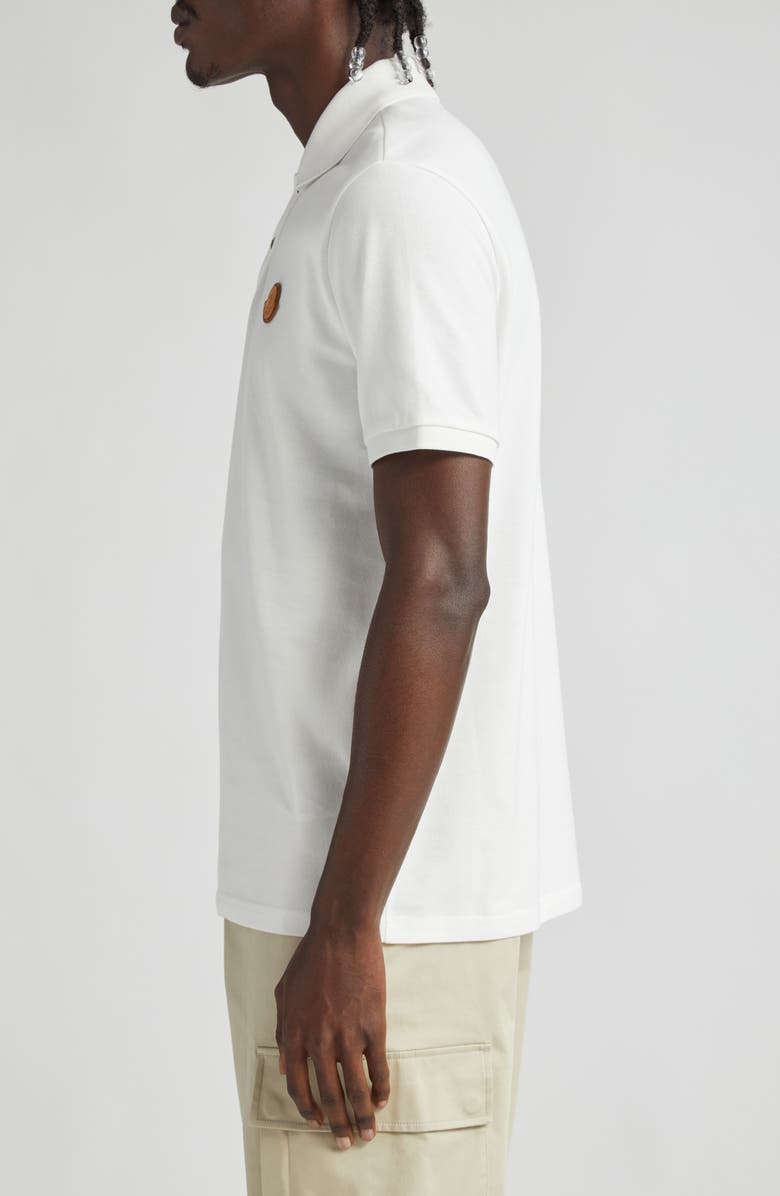 Moncler Leather Logo Patch Cotton Piqué Polo, Alternate, color, 