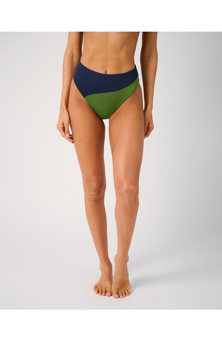 WeWoreWhat High Rise Colorblock Bottom, Main, color, Mid Blue/Basil