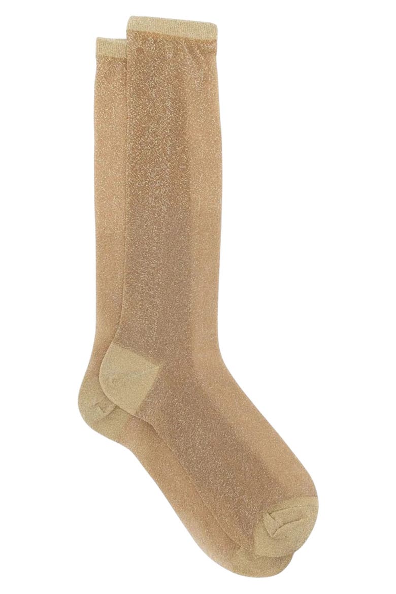 Sheer Magic Sparkle Cotton Blend Crew Socks, Alternate, color, GOLD