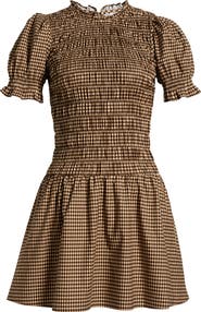 Reformation Leannah Smocked Stretch Organic Cotton Minidress