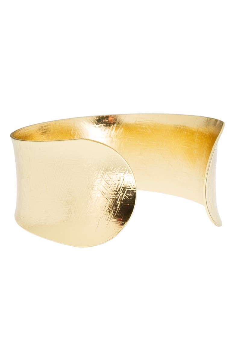 MARLYN SCHIFF Curved Brushed Cuff, Alternate, color, Gold
