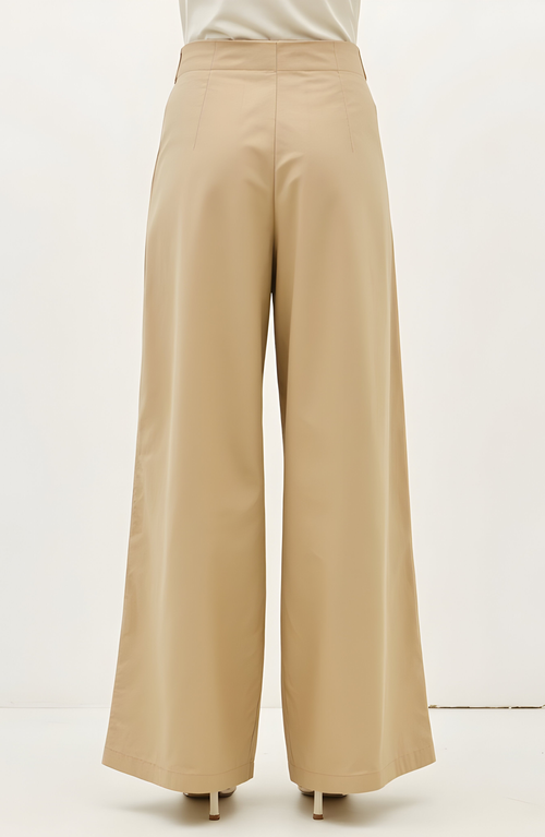Modenaire Pleated Wide-leg Trousers In Neutral