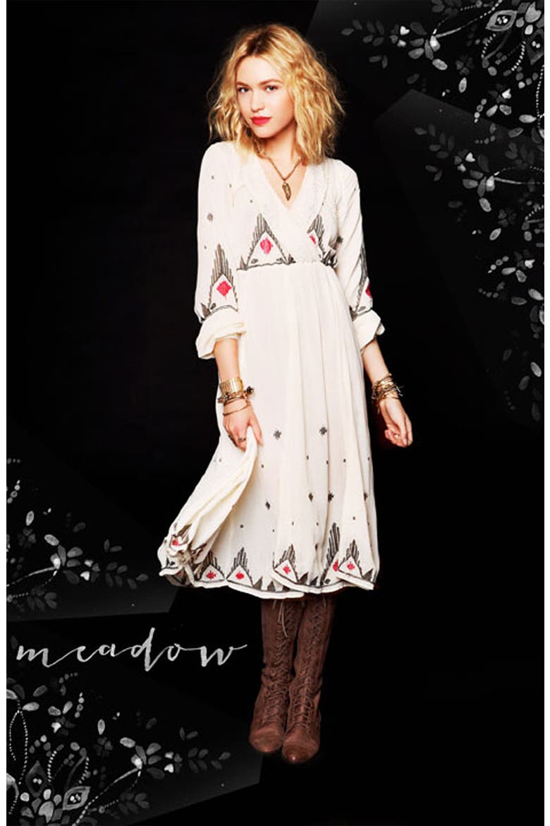'Splendor' Embroidered Peasant Dress, Alternate, color, IVORY