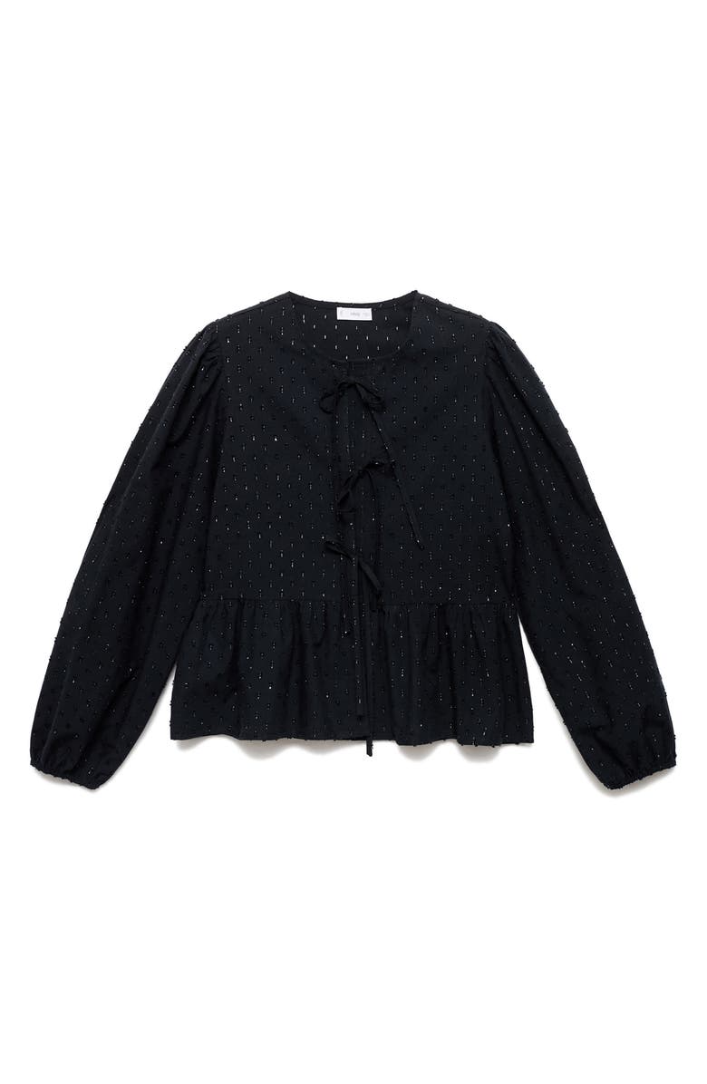 MANGO TEEN Texture Metallic Top, Alternate, color, Black