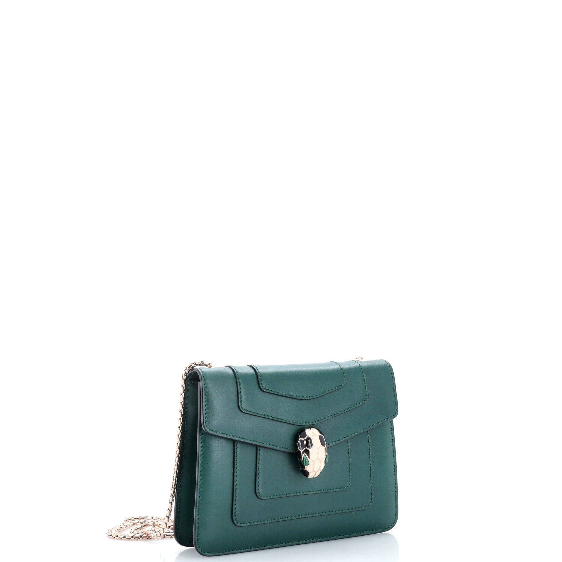 Serpenti Forever Square Shoulder Bag Leather Small, Alternate, color, Green