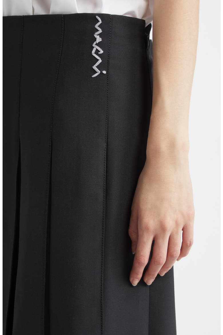 Pleated Front Skirt, Alternate, color, BLACK