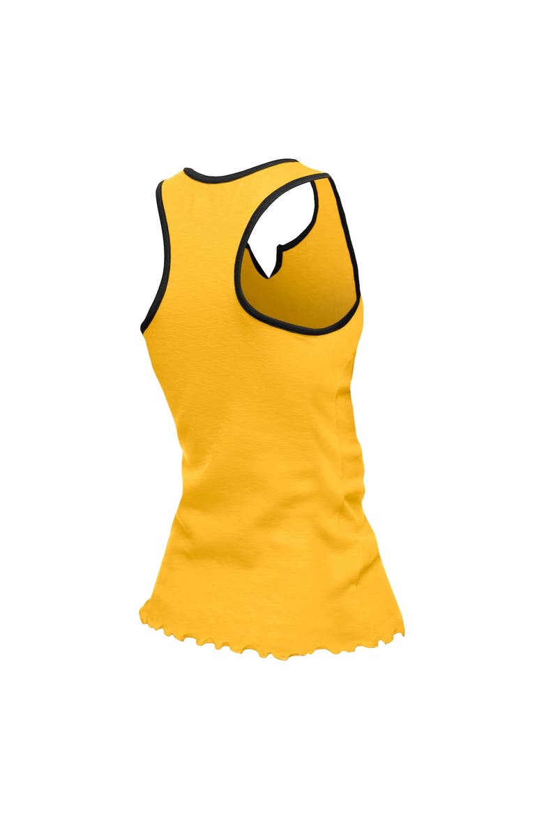 New Era Women's New Era  Gold Pittsburgh Steelers Lettuce Hem Notch Neck Tri-Blend Tank Top, Alternate, color, 