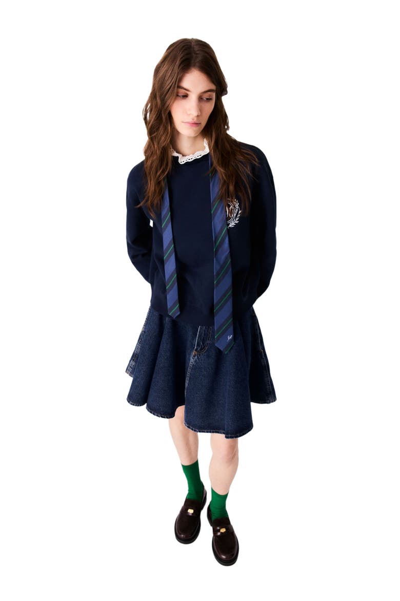 Sweatshirt with poplin details, Alternate, color, Navy