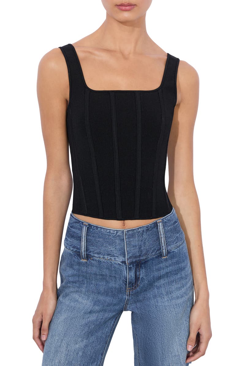 Alice + Olivia Sariah Rib Corset Tank, Main, color, 