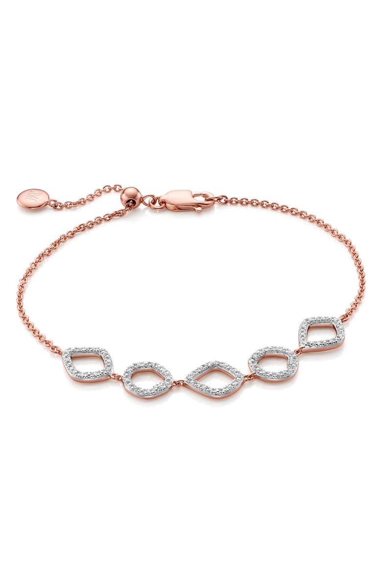 Monica Vinader Mini Cluster Diamond Bracelet, Main, color, Rose Gold/ Diamond