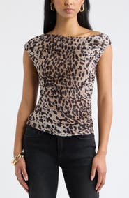Open Edit Cap Sleeve Mesh Top