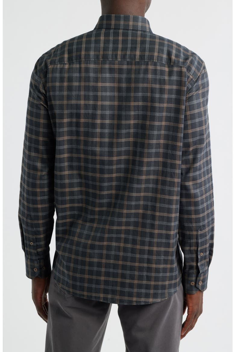 Plaid Heathered Cotton Button-Up Shirt, Alternate, color, CHARCOAL/TAN GRID CHECK