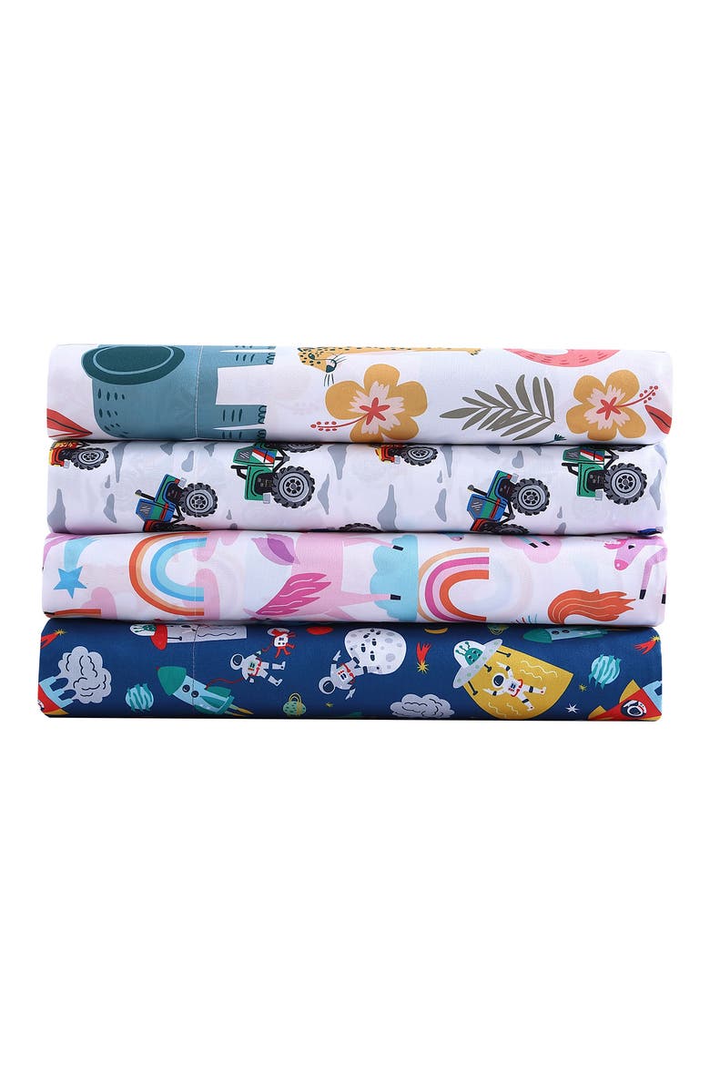 Unicorn Print Microfiber Sheet Set, Alternate, color, BRIGHT PINK