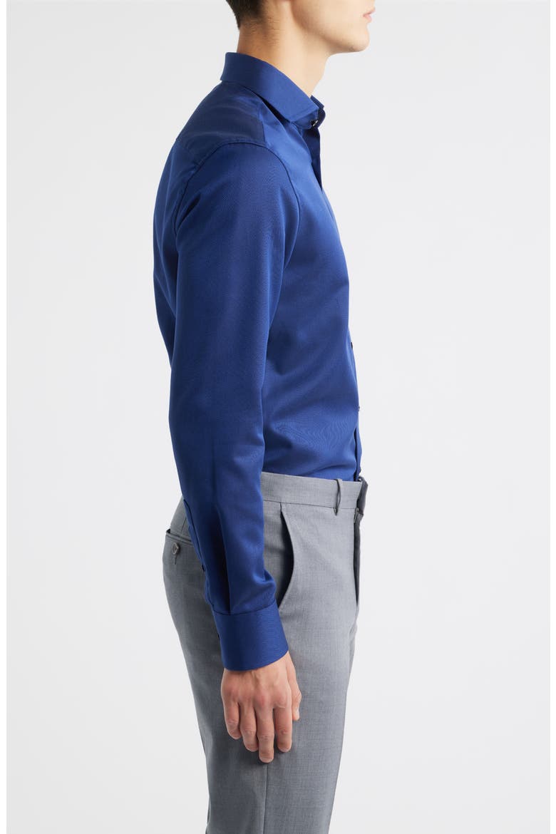 Slim Fit Solid Non-Iron Cotton Dobby Dress Shirt, Alternate, color, NAVY