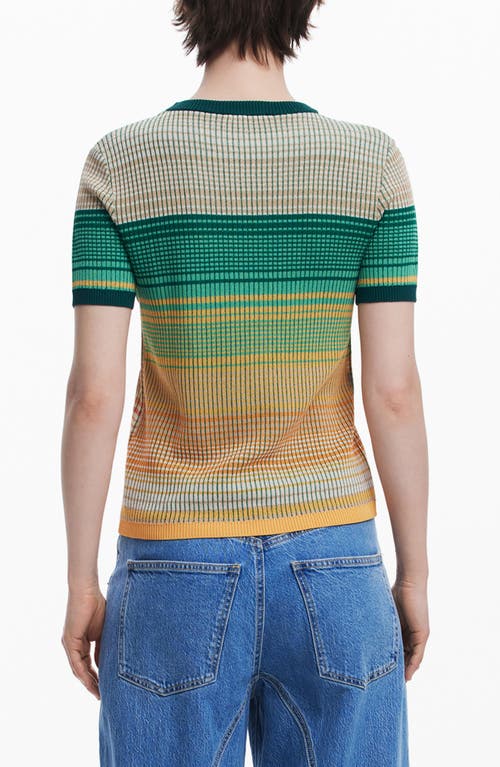 Desigual Stripe Scenic Rib Graphic T-shirt In Multi