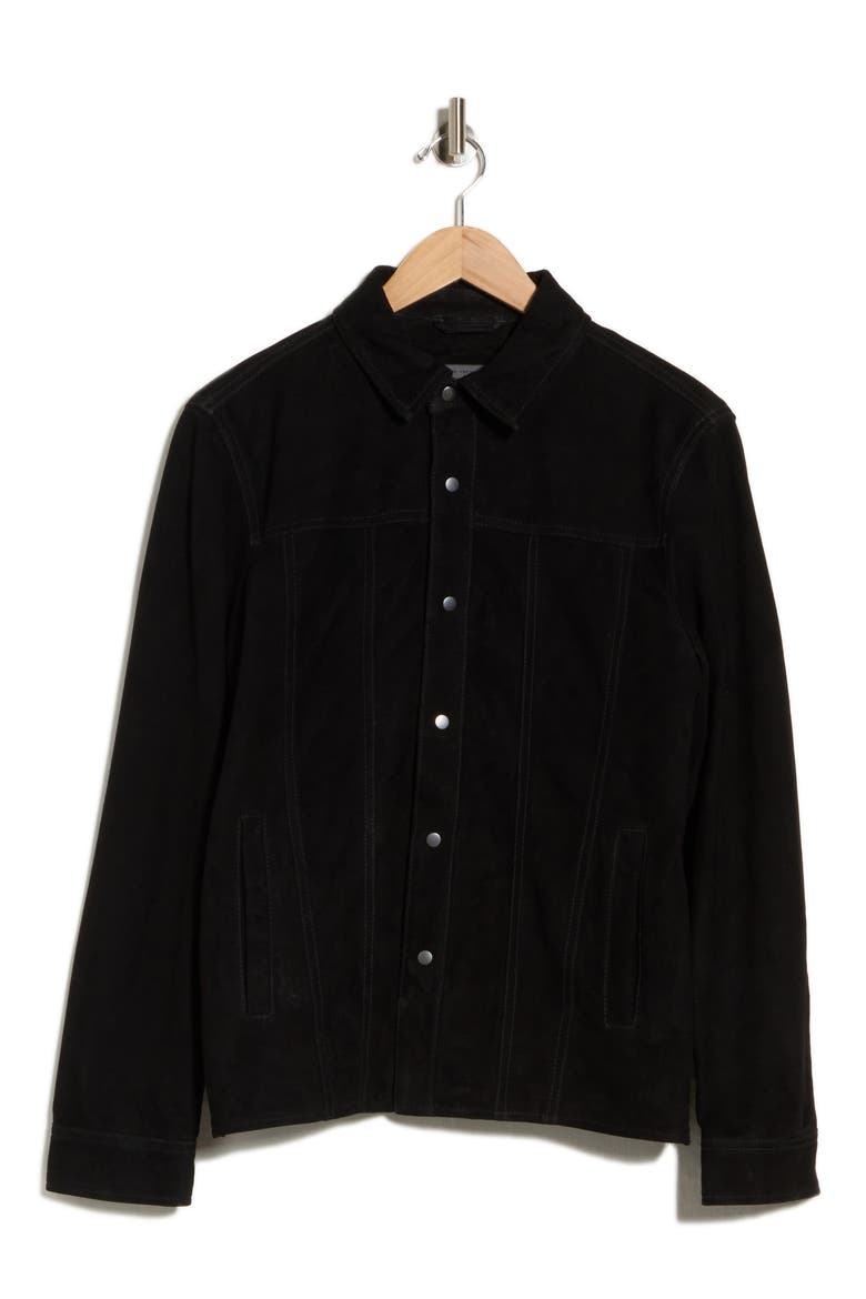 Rawson Suede Shirt Jacket, Alternate, color, BLACK