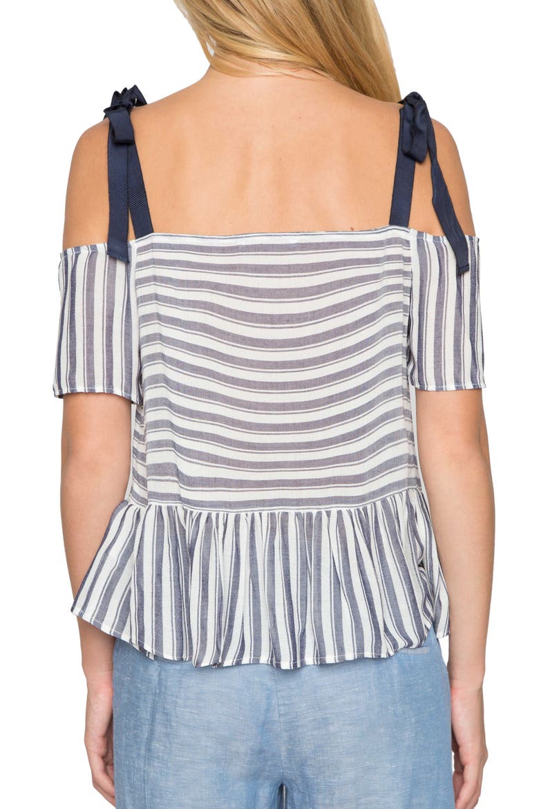 Stripe Peplum Top, Alternate, color, DENIM