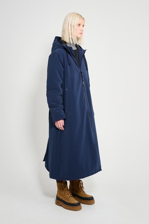 Stutterheim Mosebacke Long Matte Winter Coat In Blue