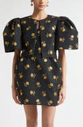 Carolina Herrera Carnation Jacquard Bell Sleeve Crop Jacket