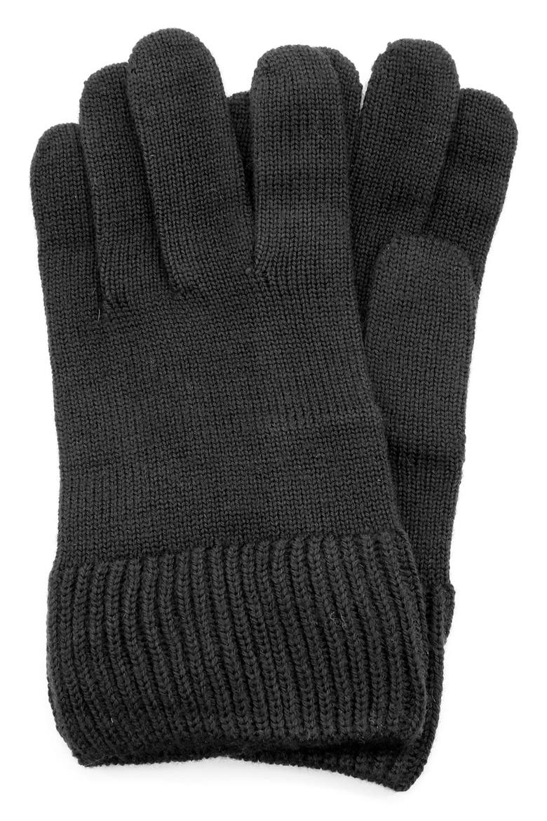 Merino Wool Gloves, Main, color, BLACK