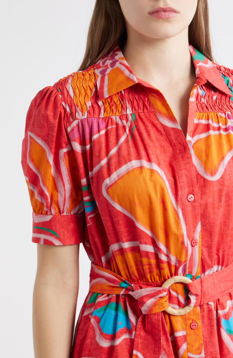 Elie Tahari The Suki Sketched Petals Short Sleeve Shirtdress, Alternate, color, Sketched Petals