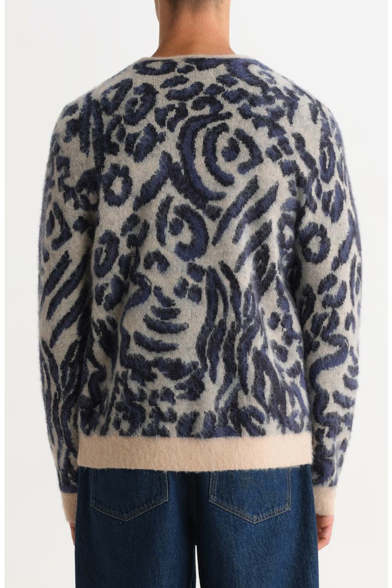 Alban Abstract Animal Cardigan, Alternate, color, ECRU / NAVY