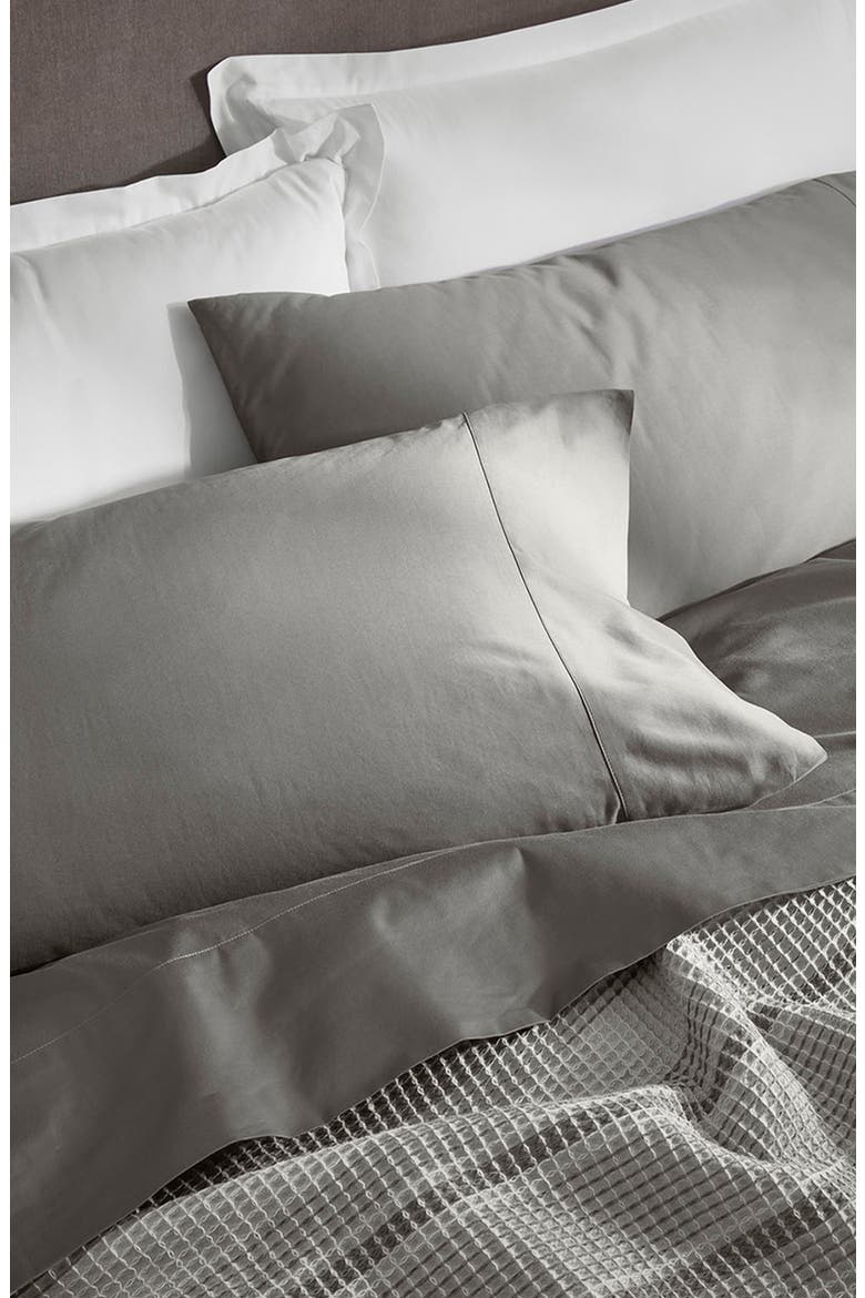 Percale Hemmed Sheet Set, Alternate, color, STONE