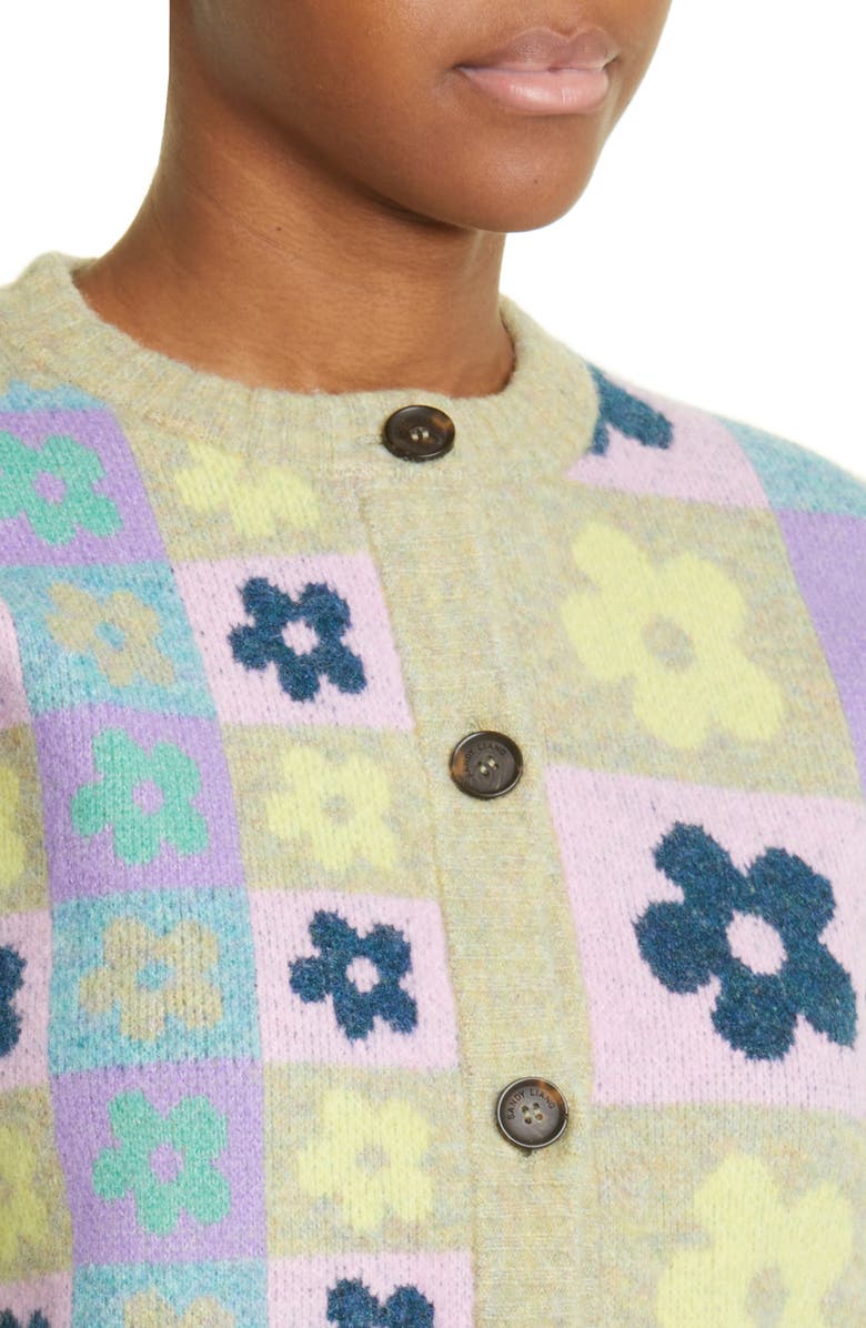 Sandy Liang Nany Floral Jacquard Cardigan, Alternate, color, 