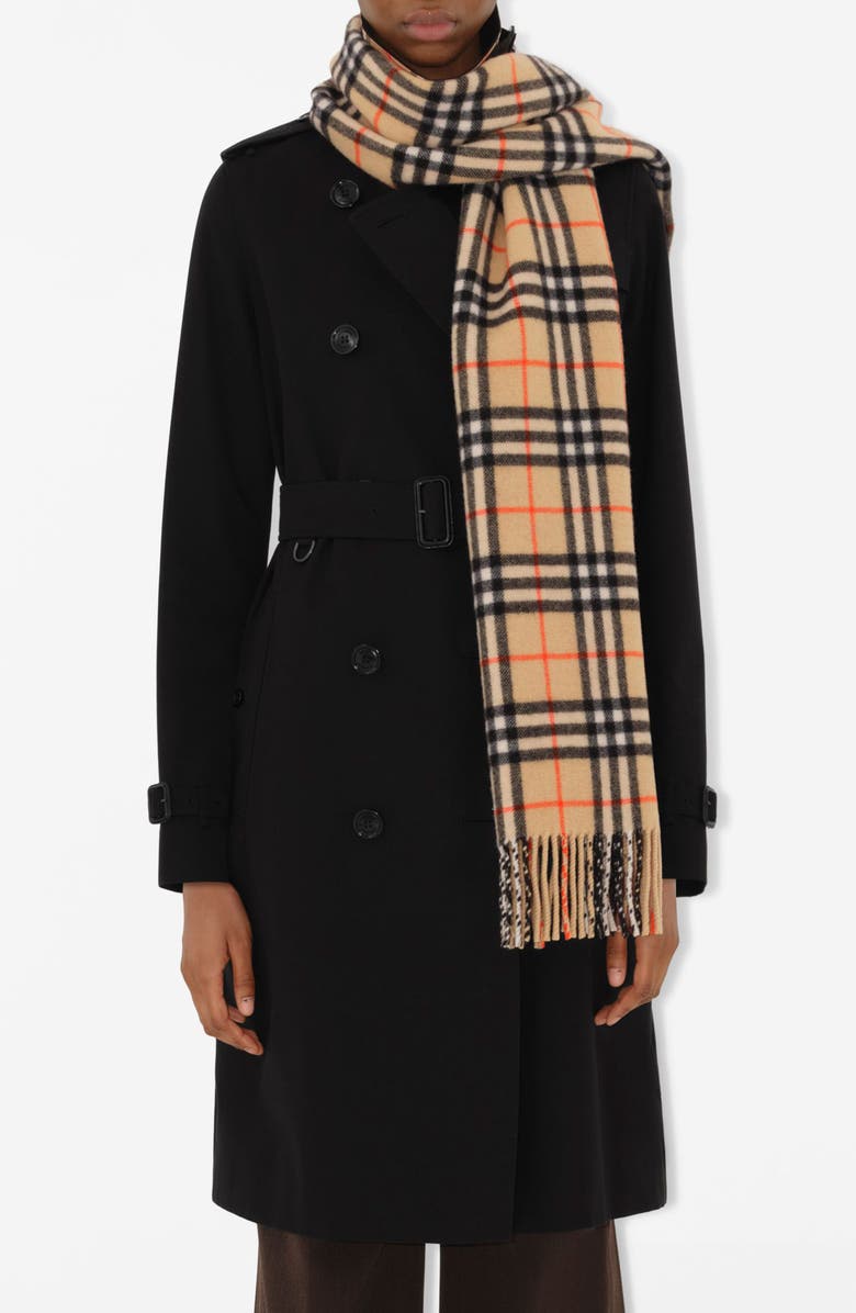 Burberry Megacheck Cashmere Scarf, Main, color, Sand