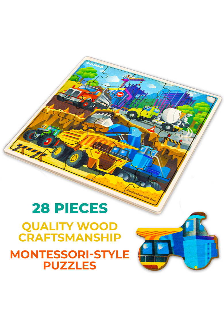 Kids Wooden Puzzles - 28-Piece Jigsaw Puzzles, Alternate, color, Transport