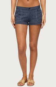 EDIKTED Lina Pinstripe Micro Shorts