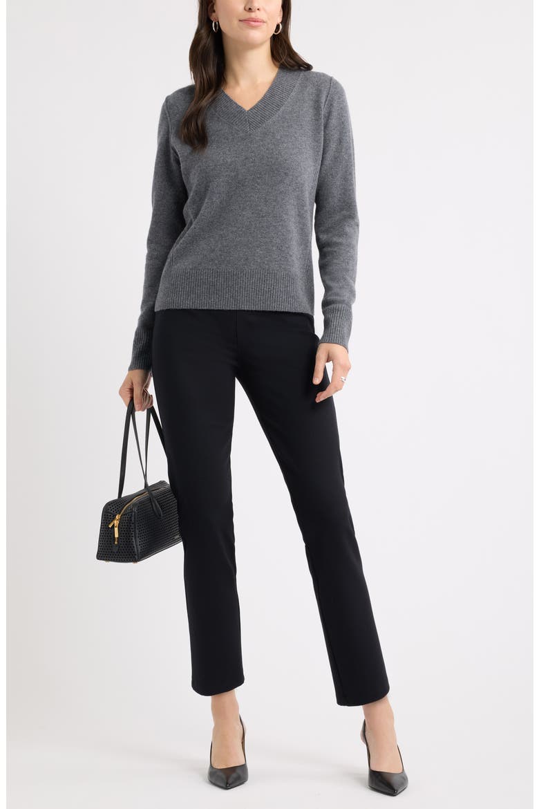 High Waist Ankle Skinny Ponte Pants, Alternate, color, BLACK