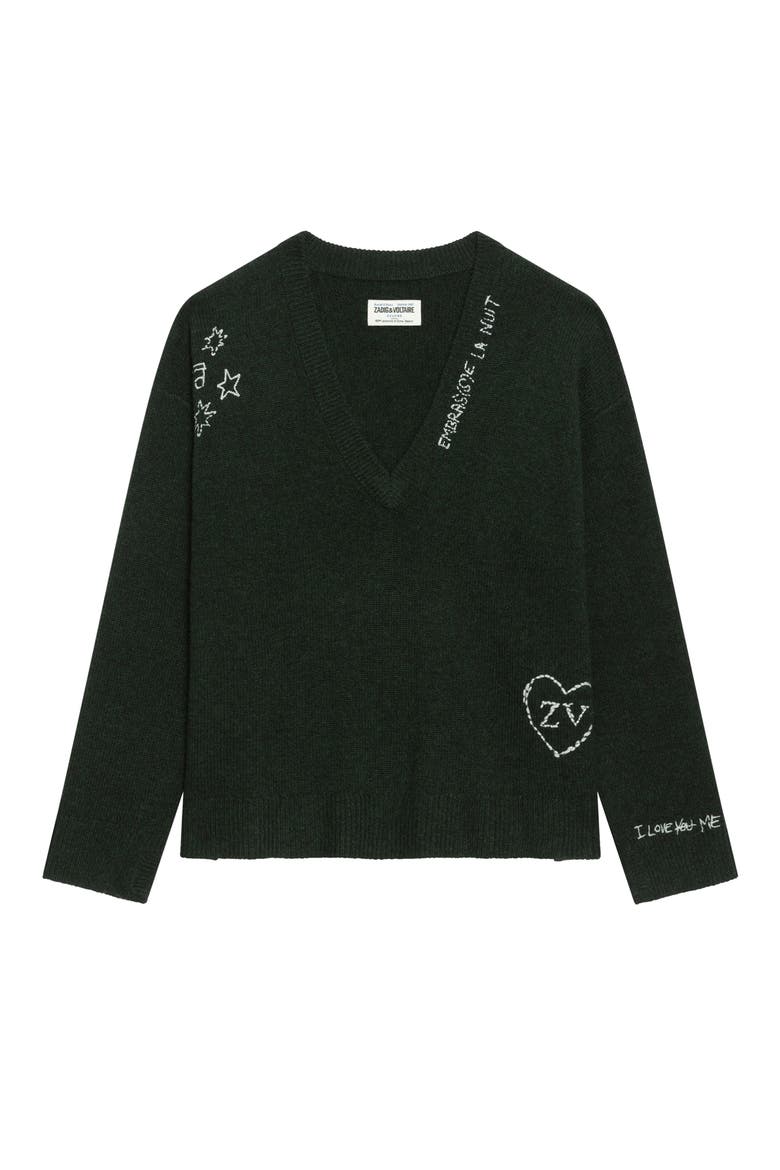 Mikyz Cashmere V-Neck Sweater, Alternate, color, GLOOM