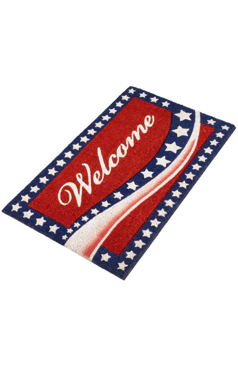 Northlight Stars and Stripes Welcome Outdoor Coir Patriotic Doormat - 18" x 30", Alternate, color, Red