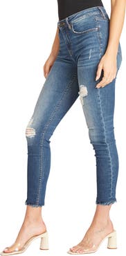 Vigoss Jagger Distressed Raw Hem Skinny Jeans