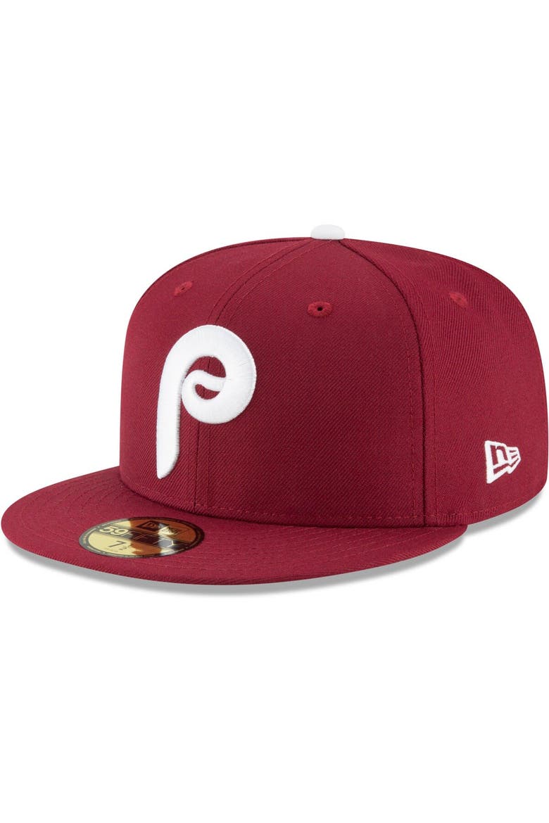 Men's New Era Maroon Philadelphia Phillies Cooperstown Collection Wool 59FIFTY Fitted Hat, Main, color, Maroon