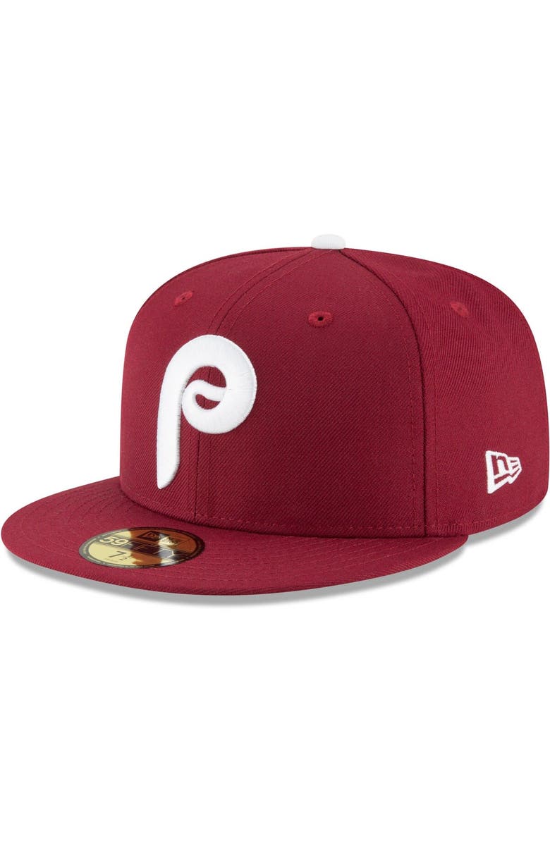 New Era Men's New Era Maroon Philadelphia Phillies Cooperstown Collection Wool 59FIFTY Fitted Hat, Main, color, Maroon