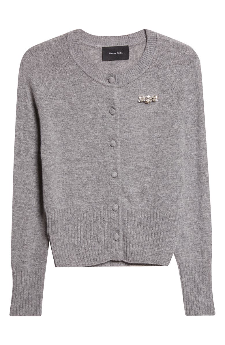 Simone Rocha Embellished Cashmere Cardigan, Alternate, color, Grey/ Pearl/ Clear