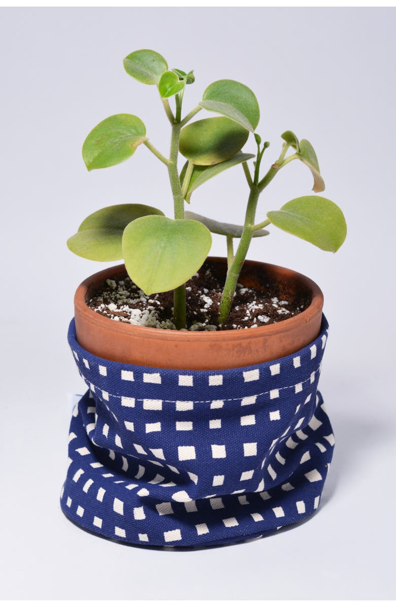 Dance Happy Micro Grid Round Bin/Canvas Planter, Alternate, color, Navy