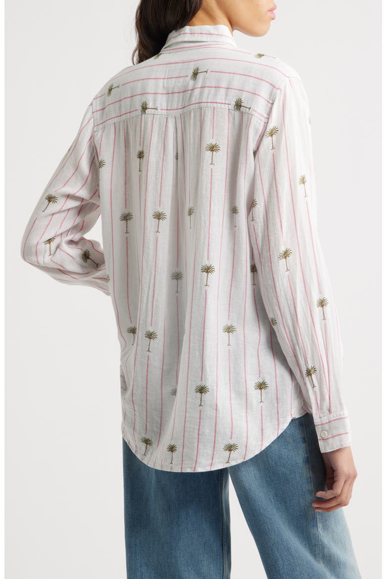 Charli Stripe Palm Tree Print Linen Blend Button-Up Shirt, Alternate, color, PINK PALM STRIPE