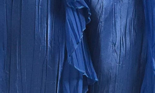 Komarov Ruffle Charmeuse & Chiffon Cocktail Dress In Blue