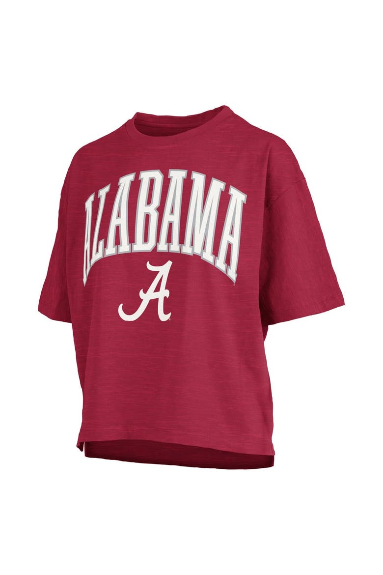 Women's Pressbox Crimson Alabama Crimson Tide Nelson Arch Over Logo Waist Length Oversized Slub T-Shirt, Alternate, color, Crimson