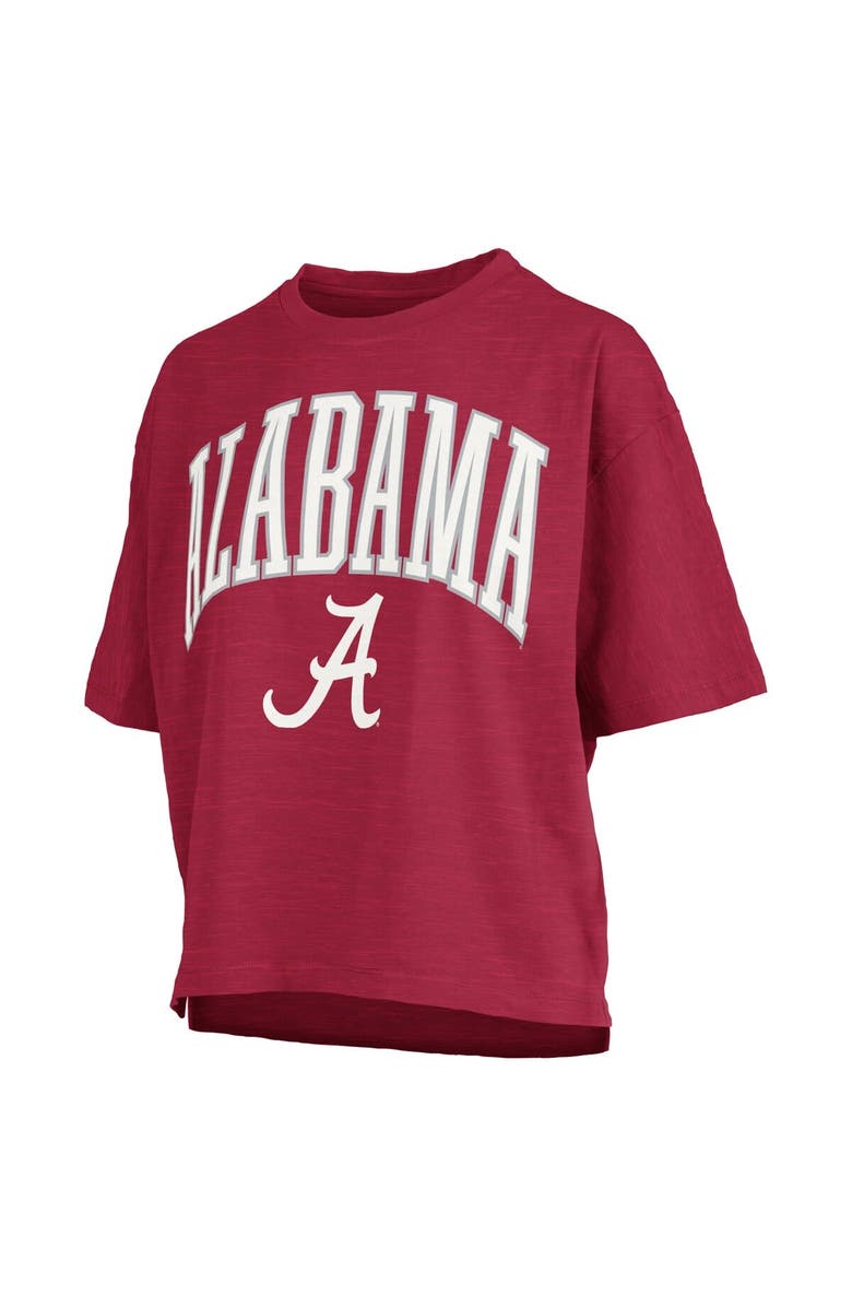PRESSBOX Women's Pressbox Crimson Alabama Crimson Tide Nelson Arch Over Logo Waist Length Oversized Slub T-Shirt, Alternate, color, Crimson