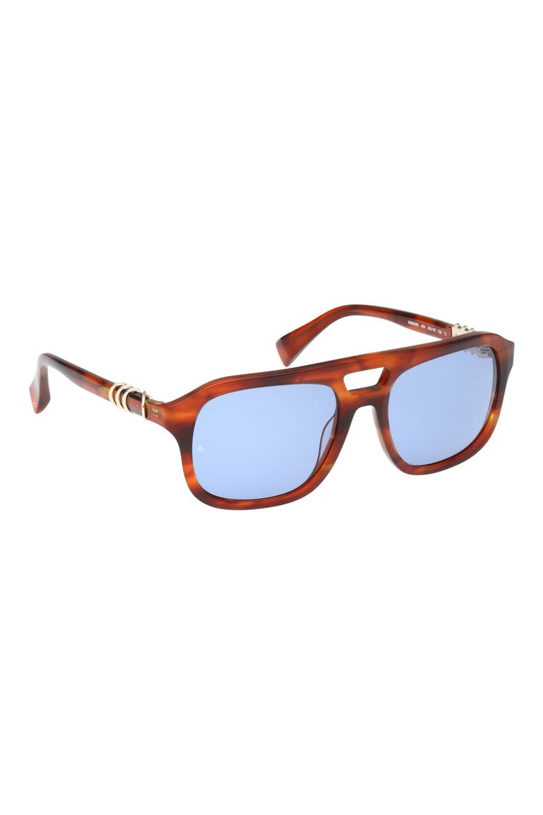 55mm Navigator Sunglasses, Main, color, SHINY MILKY AMBER BROWN WATERC