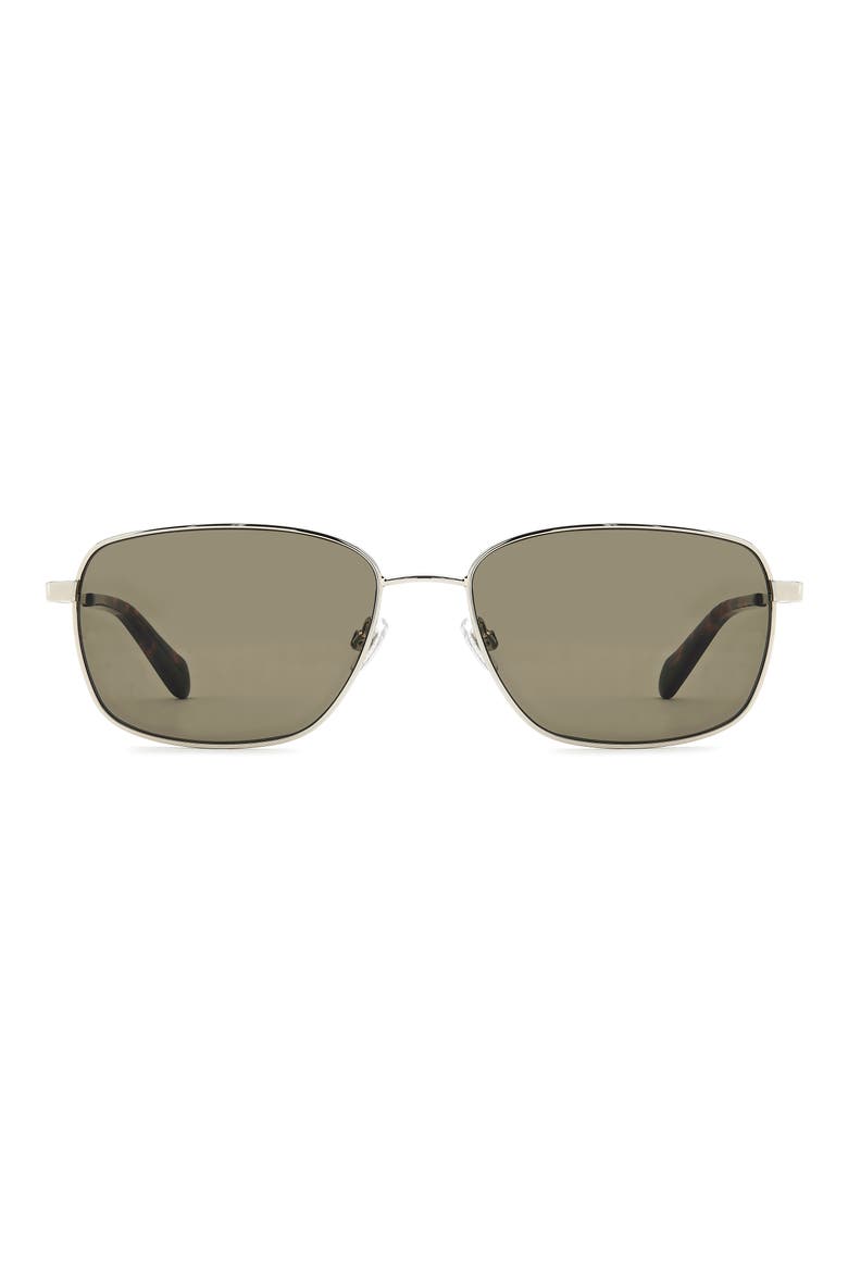 58mm Rectangular Sunglasses, Main, color, LIGHT GOLD/ GREEN